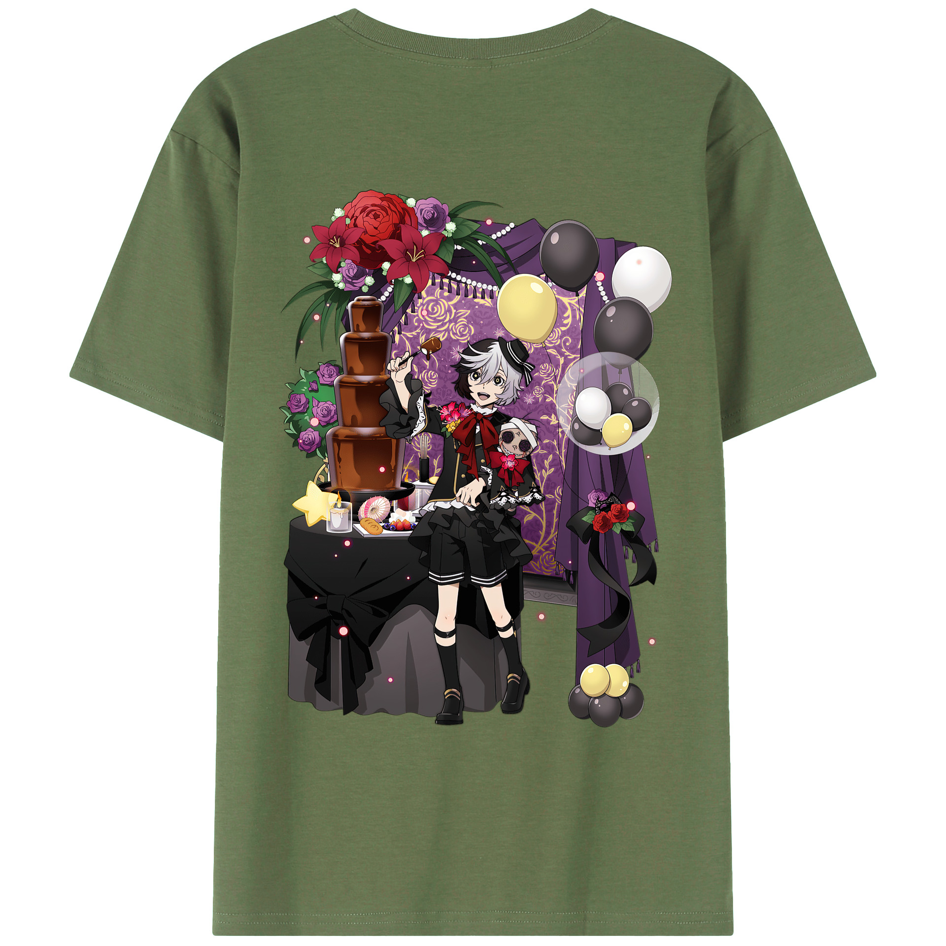 （画像用） 文豪ストレイドッグス Bungo Stray Dogs 綿100％ メンズ半袖Tシャツ（バックプリント） 通気性